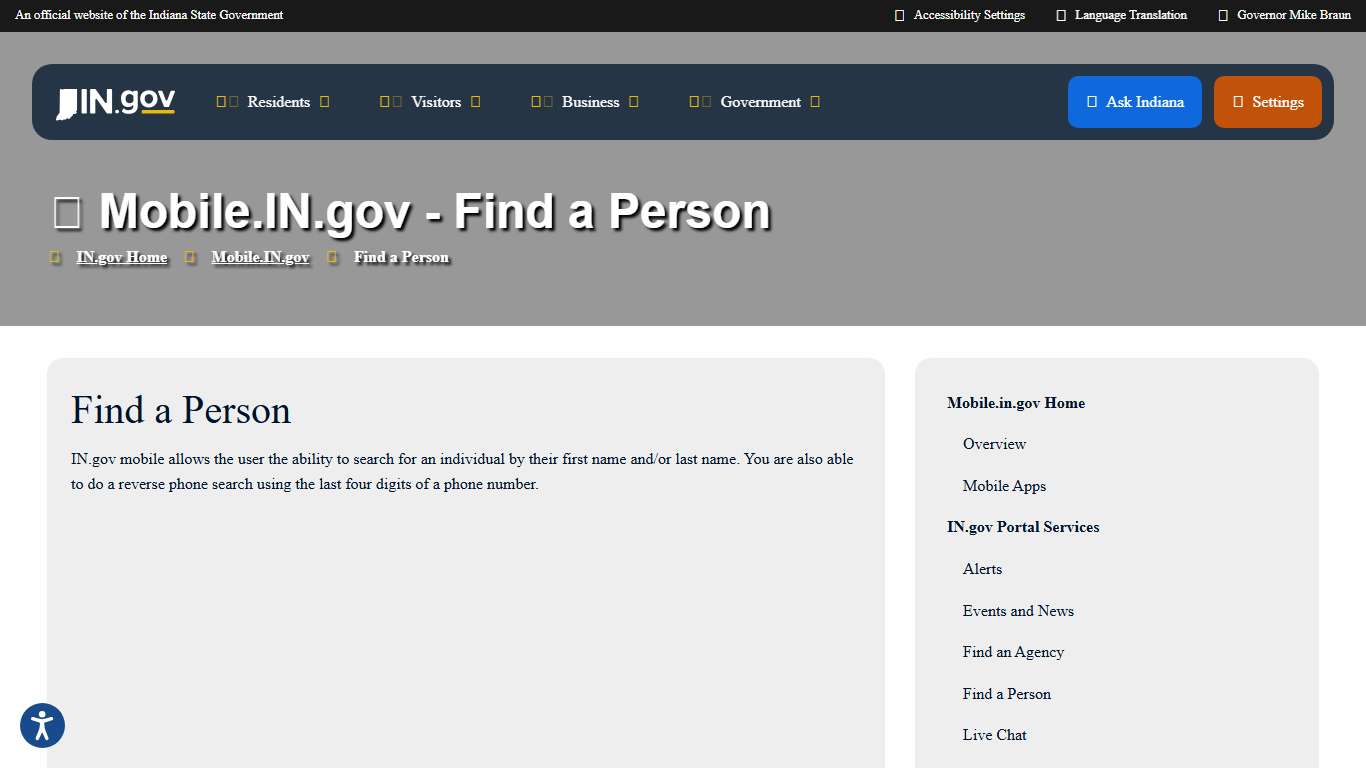 IN.gov | Mobile.IN.gov | Find a Person